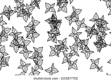 Black and White vector natural backdrop with leaves. Glitter abstract illustration with doodles and leaves. Pattern for heads of websites, designs.