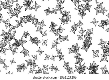 Black and White vector natural background with leaves. Blurred decorative design in Indian style with leaves. Hand painted design for web, wrapping.