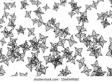 Black and White vector natural background with leaves. Sketchy doodles with leaves on blurred background. New design for your business.