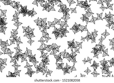 Black and White vector natural pattern with leaves. Doodle illustration of leaves in Origami style with gradient. Template for backgrounds of cell phones.