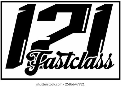 Black and white vector number 171, FAST CLASS text, racing design.