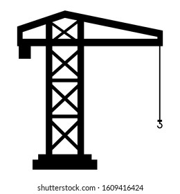 Black and white vector of an operational crane