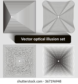 Black and white vector optical illusion set