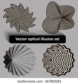 Black and white vector optical illusion set/vector optical illusion set/Black and white vector optical illusion set