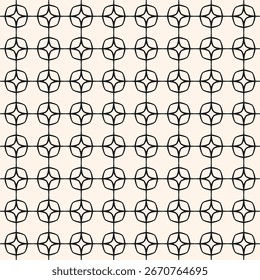 Schwarz-weißes Vektorornament. Abstrakte geometrische nahtlose Muster mit Umrissgitter, Gitter, dünne Linien, Diamanten, Fliesen. Einfache minimale monochrome Hintergrundtextur. Wiederholtes minimalistisches Design