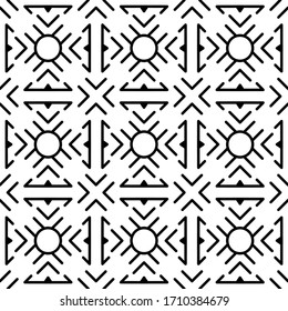 Black and white vector ornament. Modern seamless pattern