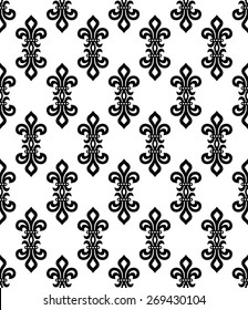 Black and white vector ornament in the Renaissance style. Seamless pattern