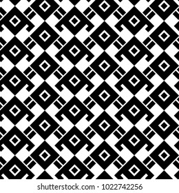 Black and white vector ornament, seamless geometric pattern