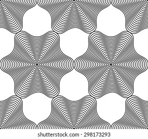 Black and white vector ornamental pattern, seamless art background decorated with monochrome lines, best for graphic and web design. Geometric ornate decoration.