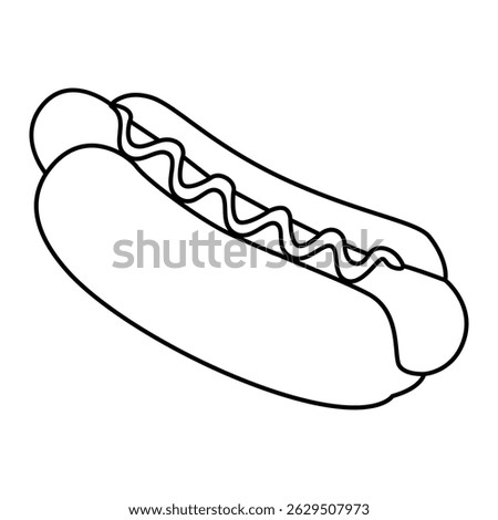 black and white vector outline of a hotdog with simple lineart