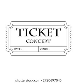Black and white vector outline of a ticket.