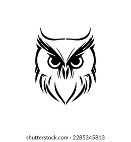 Minimalist black and white vector owl logo.