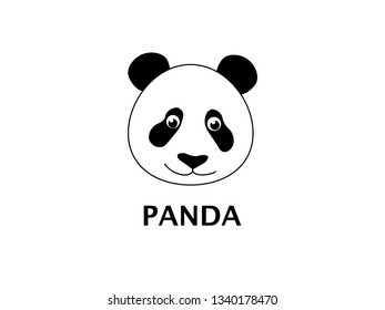 black and white vector panda logo icon