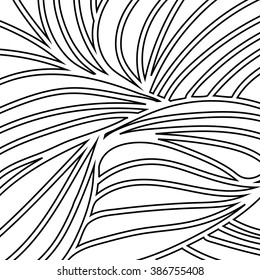 Black and white vector pattern. Abstract texture with wavy stripes. 