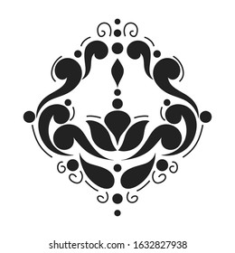 black and white vector pattern element on a white background. Floral graphic pattern with swirls in the Baroque style. black and white vector pattern element on a white background. Floral graphic pattern with swirls in the Baroque style.