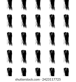 A black and white vector pattern featuring rectangular, hand-drawn brushstrokes organized in a symmetrical linear grid. This pattern good for wrapping paper, banners, cards and fabrics