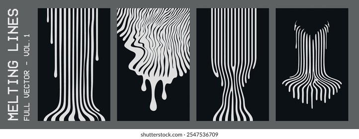 padrão vetorial preto e branco, phi, gotejamento, linhas de fusão, simétrico, padrão vetorial