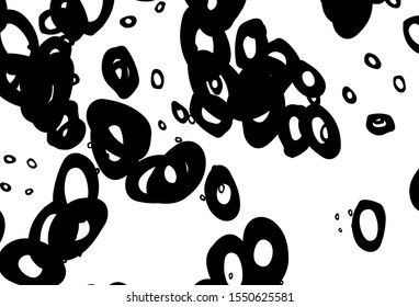 Black and white vector pattern with spheres. Blurred bubbles on abstract background with colorful gradient. Design for posters, banners.