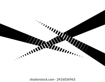 Schwarz-Weiß-Vektormuster von schwarz gestreiften Strahlen auf weißem Hintergrund. Abstrakter Vektorhintergrund