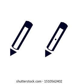 black and white vector pencil designs. Pen illustration as an icon, logo. Black and white editable design.