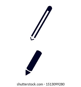 black and white vector pencil designs. Pen illustration as an icon, logo. Black and white editable design.