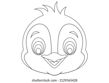 Black and White Vector of Penguin Face