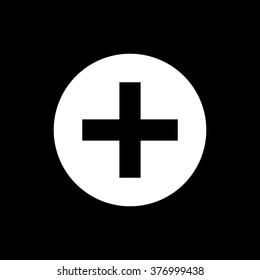 Black and white vector plus sign, plus size icon, plus logo, plus symbol design element. Addition button simple vector for web app, website design, logo, medical business brand identity. Simple icon.