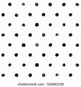 Black and white Vector Polka Dot Seamless Pattern Paint Stain Abstract Illustration.