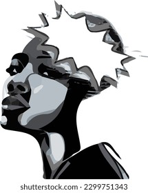 Black and white vector pop art thinking