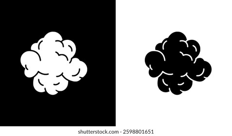 Black and white vector popcorn graphic, featuring contrasting halves. Ideal for cinema snack branding, food packaging, entertainment designs, and popcorn-themed illustrations for print and digital use