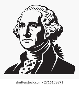 Retrato de Vector en blanco y negro de george washington. Primer presidente de los Estados Unidos.