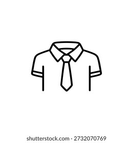 Camisa de uniforme escolar de Vector blanco y negro con corbata de vuelta al icono de línea escolar