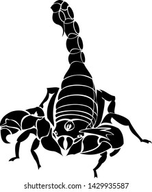 Black and white vector of a scorpion