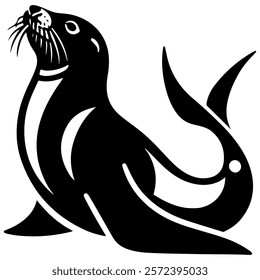 black and white vector seal illustration