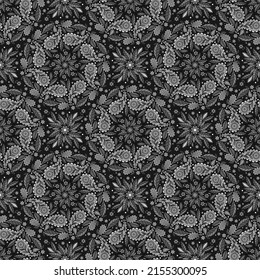 VECTOR BLANCO Y NEGRO DE FONDO INSEGURO CON UN COMPLEJO ORNAMENTO FLORAL ESTILIZADO DE RONDA