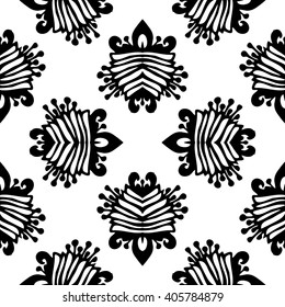 Black and white vector seamless damask pattern