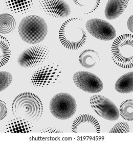 Black and White Vector Seamless Geometrical Pattern . Halftone Dots Background . Vintage texture.