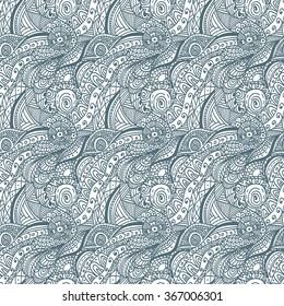 Black and white vector seamless hand-drawn pattern. Abstract wave pattern. Can be used as hand drawn seamless wave background. Doodle style. Place the pattern on your canvas and multiply.