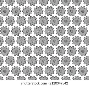 Black and White Vector seamless ikat floral pattern. Seamless background pattern. Modern stylish texture. Repeating geometric.
