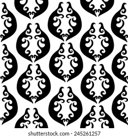 Black and white vector seamless pattern with abstract ornament