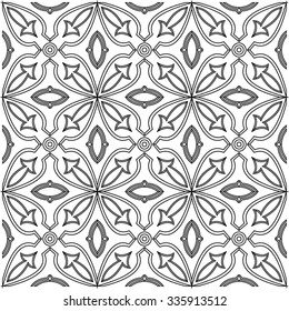 Black and white vector seamless pattern background. For coloring pages, decoration, page fill and more.