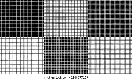 black white vector seamless plaid patterns