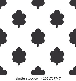 Black and white vector seamless tree leaf pattern