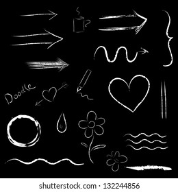 Black and white vector set of arrows and other symbols