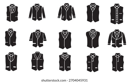 Vetor preto e branco conjunto de roupas e camisas variadas