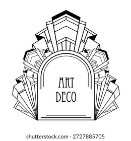 Schwarz-weißer Vektorsatz dekorativer Art-Deco-Geometrieelemente. Elegante Linienkunstformen, inspiriert vom Design der 1920er Jahre, perfekt für Rahmen, Ränder, Poster, Einladungen, Malbücher.