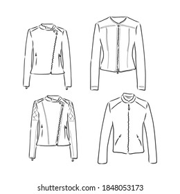 Schwarz-Weiß-Vektorset mit Original-Lederjacken, Lederjacke, Vektorgrafik