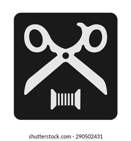 Black & white vector sewing icons set on white background