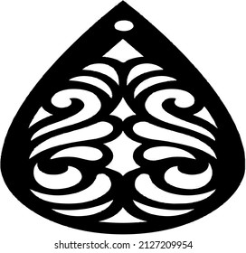 Black and white vector in the shape of a leaf with a unique engraving. Simple designs for patches, tattoos, logos, symbols, book covers and more.