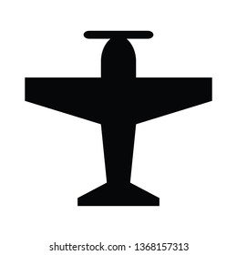 A black and white vector silhouette of an aeroplane
